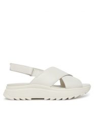 Clarks Sandały DashLite Wish 26186583 Biały. Białe sandały Clarks, bez wzorów, ze skóry, bez obcasa, na płaskiej podeszwie, bez zapięcia. Za 389.99 zł.