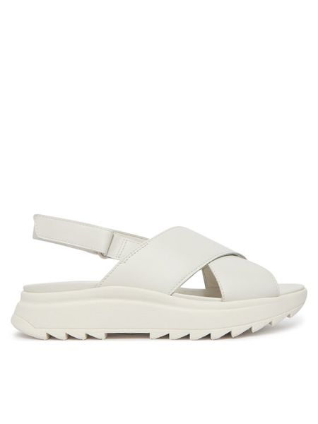 Clarks Sandały DashLite Wish 26186583 Biały. Białe sandały Clarks, bez wzorów, ze skóry, bez obcasa, na płaskiej podeszwie, bez zapięcia. Za 319.99 zł.
