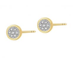 Kolczyki z żółtego złota z diamentami - koło - 0,06 ct - próba 585. Żółte kolczyki Apart, z diamentem, złote. Za 1,790.00 zł.