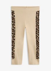 Legginsy rybaczki w panterkę. Brązowe legginsy bonprix, bez wzorów. Za 27.99 zł.