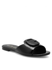 Eva Minge Klapki REGINE-SL2273-1 Czarny. Czarne klapki Eva Minge, bez wzorów, z lakierowanej skóry, bez obcasa. Za 239.99 zł.