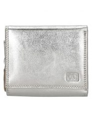 DOUBLE-D Skórzany portfel w kolorze srebrnym - 10 x 9 x 3 cm rozmiar: onesize. Szare portfele DOUBLE D, bez wzorów, z materiału. Za 87.81 zł.
