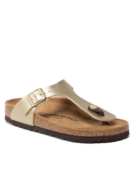 Birkenstock Japonki Gizeh Bs 1016109 Złoty. Żółte klapki Birkenstock, bez wzorów, ze skóry, bez obcasa. Za 299.00 zł.
