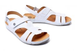 DR. BRINKMANN 710633-3 weiss, sandały profilaktycze damskie. Białe sandały Dr. Brinkmann, bez wzorów, ze skóry, bez obcasa, bez zapięcia. Za 277.43 zł.