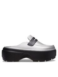 Crocs Klapki Stomp Metallic Loafer Clog 210363 Srebrny. Szare klapki Crocs, bez wzorów, z tworzywa sztucznego, bez obcasa. Za 249.99 zł.