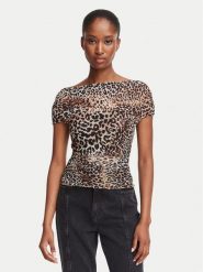 Guess Bluzka W6BP45 K6608 Brązowy Regular Fit. Brązowe bluzki Guess, xs, z aplikacjami, z syntetyku, bez kołnierzyka, bez ramiączek. Za 214.99 zł.