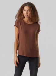 Vero Moda Koszulka w kolorze jasnobrązowym rozmiar: S. Brązowe bluzki Vero Moda, s, bez wzorów, bez kołnierzyka, bez ramiączek. Za 60.95 zł.