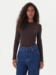ONLY Bluzka Leslie 15277888 Brązowy Regular Fit. Brązowe bluzki Only, xl, bez wzorów, z bawełny, bez kołnierzyka, bez ramiączek. Za 139.99 zł.