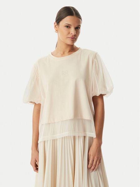 Rinascimento Bluzka CFC0128215003 Beżowy Regular Fit. Brązowe bluzki Rinascimento, m, bez wzorów, z syntetyku, bez kołnierzyka, bez ramiączek. Za 204.99 zł.