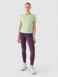4F Legginsy do biegania z wysokim stanem damskie - fioletowe S. Fioletowe legginsy 4f, s, bez wzorów, z dzianiny, z podwyższonym stanem, do biegania. W wyprzedaży za 99.99 zł.