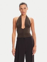 NORMA KAMALI Body Mio KK424XPLG74823 Brązowy Slim Fit. Brązowe body Norma Kamali, s, bez wzorów, z syntetyku. Za 539.99 zł.