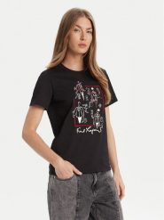 KARL LAGERFELD T-Shirt A3W17099 Czarny Regular Fit. Czarne t-shirty KARL LAGERFELD, xs, bez wzorów, z bawełny, bez kołnierzyka, bez ramiączek. Za 529.99 zł.