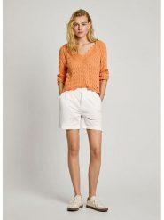 Pepe Jeans Szorty chino "Vania" w kolorze białym rozmiar: S. Białe szorty Pepe Jeans, z aplikacjami, z jeansu. Za 144.92 zł.