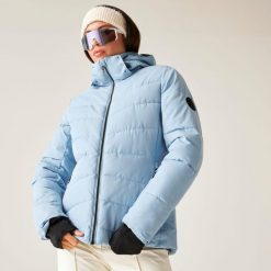 Kurtka narciarska damska z membraną Glacier Dare 2b. Niebieskie kurtki narciarskie Dare 2b, bez wzorów, z puchu, bez kaptura, narciarskie. Za 1,049.99 zł.