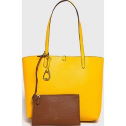 Lauren Ralph Lauren - Torebka dwustronna. Żółte shopper Lauren Ralph Lauren, bez wzorów, z materiału, casualowe, na ramię, duże, bez dodatków. W wyprzedaży za 459.90 zł.