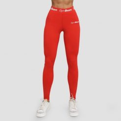 Legginsy damskie fitness z wysoką talią czerwone Simple. Czerwone legginsy GYMBEAM, m, bez wzorów, z elastanu. Za 83.90 zł.