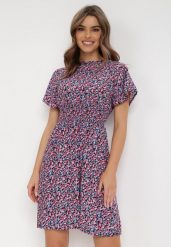 Czarno-Różowa Sukienka Aesampos. Czarne sukienki Born2be, na lato, l, bez wzorów, bez kołnierzyka, bez ramiączek, mini, kopertowe. Za 49.99 zł.