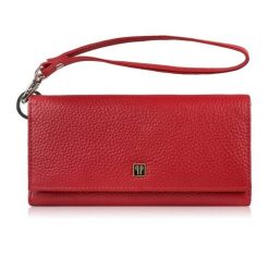 Duży portfel damski skórzany czerwony z miejscem na telefon kopertówka Paolo Peruzzi T-141-RD. Czerwone portfele PAOLO PERUZZI, bez wzorów, ze skóry. Za 89.00 zł.