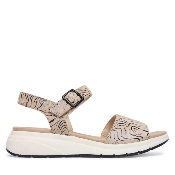 Sandały Caprice. Brązowe sandały Caprice, bez wzorów, bez obcasa, na płaskiej podeszwie, bez zapięcia. Za 339.99 zł.