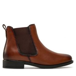 Botki Josef Seibel. Brązowe botki Josef Seibel, bez wzorów, bez obcasa, na płaskiej podeszwie, bez zapięcia. Za 479.99 zł.