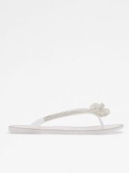 Aldo Japonki w kolorze srebrno-białym rozmiar: 38,5. Białe klapki Aldo, bez wzorów, z otwartym noskiem, bez obcasa. Za 104.99 zł.