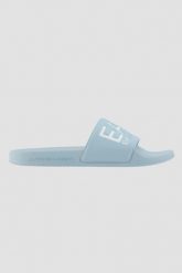 EA7 EMPORIO ARMANI Błękitne klapki Flip flops, Rozmiar 36. Niebieskie klapki EA7 Emporio Armani, bez wzorów, bez obcasa. W wyprzedaży za 119.99 zł.