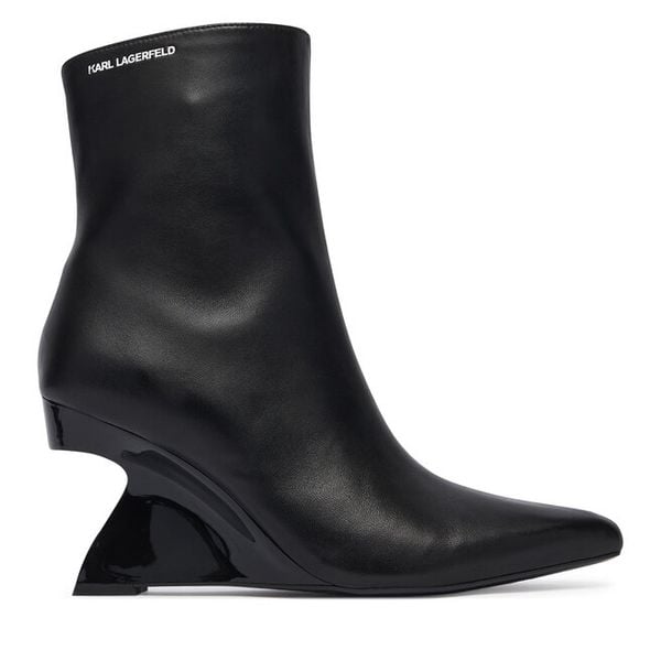Botki KARL LAGERFELD. Czarne botki KARL LAGERFELD, bez wzorów, bez obcasa, na słupku, bez zapięcia. Za 1,099.00 zł.