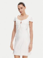 Guess Sukienka letnia W5GK41 WH5L2 Biały Regular Fit. Białe sukienki Guess, na lato, l, z aplikacjami, z lyocellu, bez kołnierzyka, bez ramiączek. Za 347.00 zł.