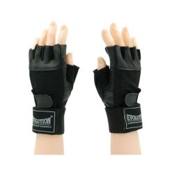 Rękawice fitness Evolution Professional Equipment ze skóry naturalnej Standard. Czarne rękawiczki EVOLUTION PROFESSIONAL EQUIPMENT, bez wzorów, ze skóry, sportowe. W wyprzedaży za 30.40 zł.