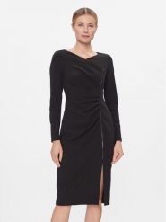 DKNY Sukienka koktajlowa DD3J1493 Czarny Regular Fit. Czarne sukienki DKNY, bez wzorów, z syntetyku, wizytowe, bez kołnierzyka, bez ramiączek. Za 739.99 zł.