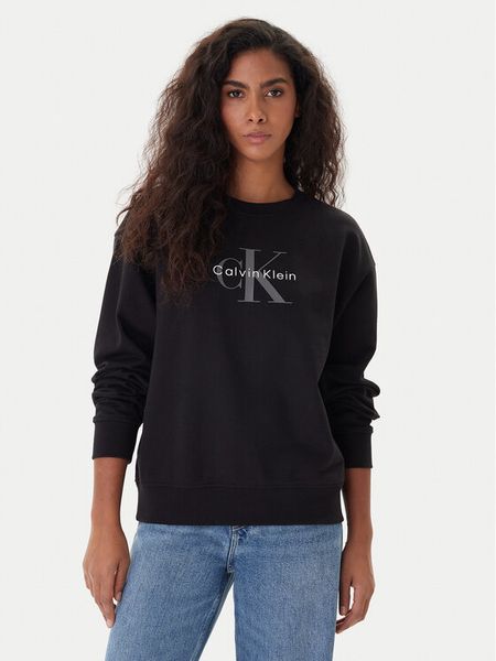 Calvin Klein Jeans Bluza Monologo LV047B234G Czarny Regular Fit. Czarne bluzy Calvin Klein Jeans, xl, bez wzorów, z bawełny, bez kaptura. Za 389.99 zł.