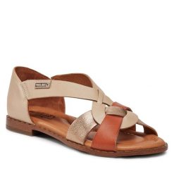Sandały Pikolinos. Brązowe sandały Pikolinos, bez wzorów, bez obcasa, na płaskiej podeszwie, bez zapięcia. Za 339.99 zł.