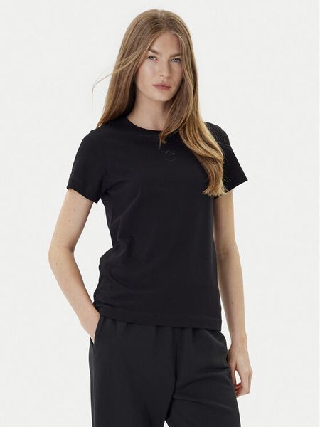 PINKO T-Shirt Bussolotto 100355 A2RD Czarny Regular Fit. Czarne t-shirty Pinko, xl, bez wzorów, z bawełny, bez kołnierzyka, bez ramiączek. Za 372.48 zł.