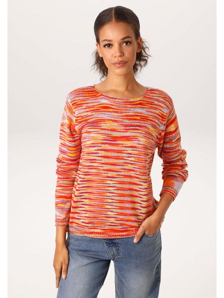 Aniston Sweter w kolorze czerwono-żółto-pomarańczowym rozmiar: 36. Pomarańczowe swetry Aniston, bez wzorów, bez ramiączek. Za 149.95 zł.