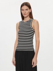Tommy Hilfiger Top WW0WW40590 Czarny Slim Fit. Czarne topy TOMMY HILFIGER, l, bez wzorów, z wiskozy, bez kołnierzyka, bez ramiączek. Za 159.99 zł.