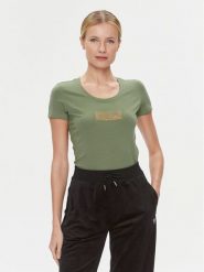 Guess T-Shirt W4RI33 J1314 Zielony Slim Fit. Zielone t-shirty Guess, xl, z aplikacjami, z bawełny, bez kołnierzyka, bez ramiączek. Za 99.99 zł.