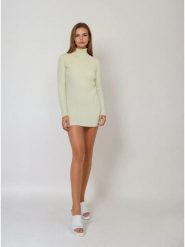 Monki Sukienka dzianinowa w kolorze jasnozielonym rozmiar: XS. Zielone sukienki Monki, xs, bez wzorów, z dzianiny, bez kołnierzyka, bez ramiączek, mini. Za 39.99 zł.