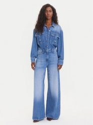 Guess Kombinezon W5YD58 D5B94 Niebieski Regular Fit. Niebieskie sukienki Guess, z aplikacjami, z syntetyku, bez kołnierzyka, bez ramiączek. Za 869.99 zł.
