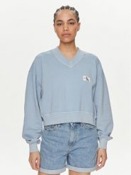 Calvin Klein Jeans Bluza J20J223079 Niebieski Relaxed Fit. Niebieskie bluzy Calvin Klein Jeans, s, bez wzorów, z bawełny, bez kaptura. Za 239.99 zł.