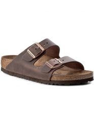 Birkenstock Klapki Arizona 0052533 Brązowy. Brązowe klapki Birkenstock, bez wzorów, ze skóry, bez obcasa. Za 399.00 zł.