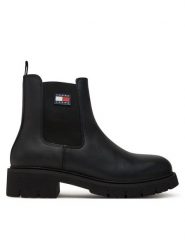 Tommy Jeans Sztyblety Tjw Chelsea Leather Boot EN0EN02825 Czarny. Czarne botki Tommy Jeans, bez wzorów, z jeansu, bez obcasa, na płaskiej podeszwie, bez zapięcia. Za 699.99 zł.