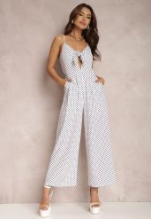 Biały Kombinezon Phaedrelaia. Białe sukienki Renee, na imprezę, l, z aplikacjami, z tkaniny, eleganckie, bez kołnierzyka, bez ramiączek, maxi. Za 84.99 zł.