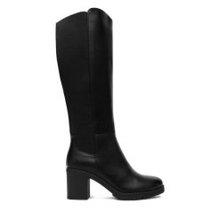 Kozaki Clara Barson. Czarne kozaki Clara Barson, bez obcasa, na słupku, bez zapięcia. Za 229.99 zł.