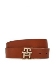Tommy Hilfiger Pasek Damski Th Logo Rev 3.0 AW0AW17247 Brązowy. Brązowe paski TOMMY HILFIGER, bez wzorów, ze skóry. Za 159.99 zł.
