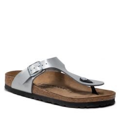 Japonki Birkenstock. Szare klapki Birkenstock, bez wzorów, bez obcasa. Za 329.99 zł.