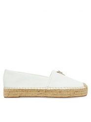 Guess Espadryle FLJLND LEA14 Biały. Białe espadryle Guess, z aplikacjami, ze skóry, bez obcasa, bez zapięcia. Za 279.99 zł.