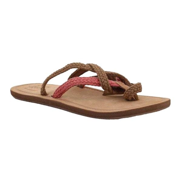 Sandały Damskie Gypsy. Brązowe sandały Reef, bez wzorów, z materiału, z otwartym noskiem, bez obcasa, na obcasie, bez zapięcia. Za 111.99 zł.
