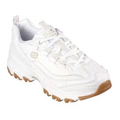 Buty Kobieta Skechers D´Lites biały. Białe trekkingi Skechers, z materiału, trekkingowe. Za 263.99 zł.