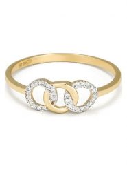 ATELIER DU DIAMANT Złoty pierścionek "ronds entrelacés" z diamentami rozmiar: 54. Żółte pierścionki ATELIER DU DIAMANT, z diamentem, złote. Za 948.99 zł.