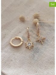 Atelier MIU Pozłacane kolczyki-kreole (3 szt.) z cyrkoniami rozmiar: onesize. Żółte kolczyki Atelier MIU, z cyrkonią, pozłacane. Za 61.95 zł.